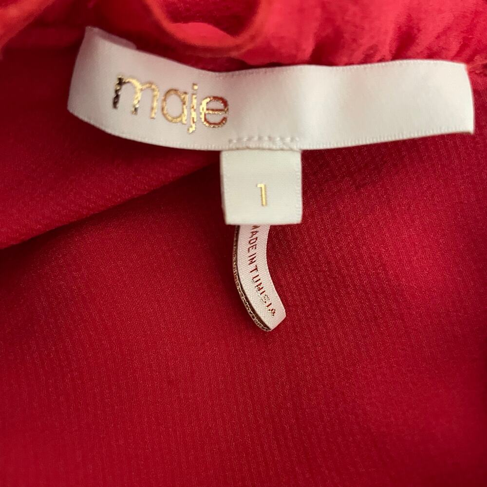Maje Red Ruffle Lierro Blouse - Picture 6 of 7